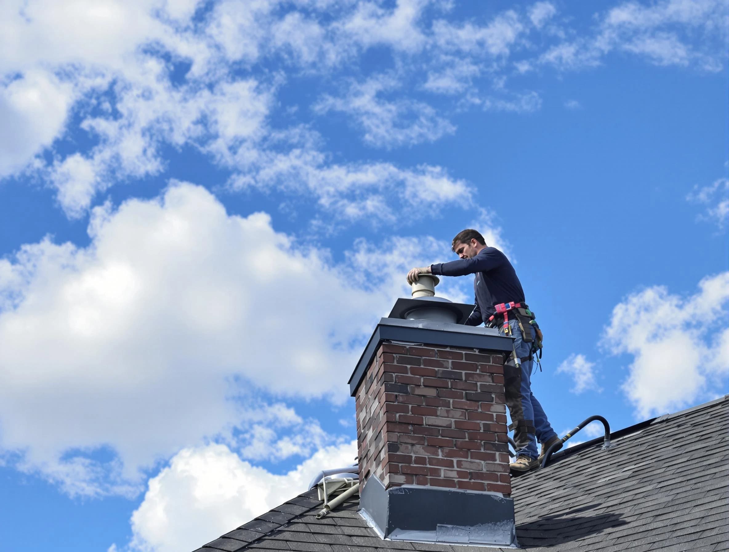 Decatur Chimney Sweep installing a sturdy chimney cap in Decatur, GA