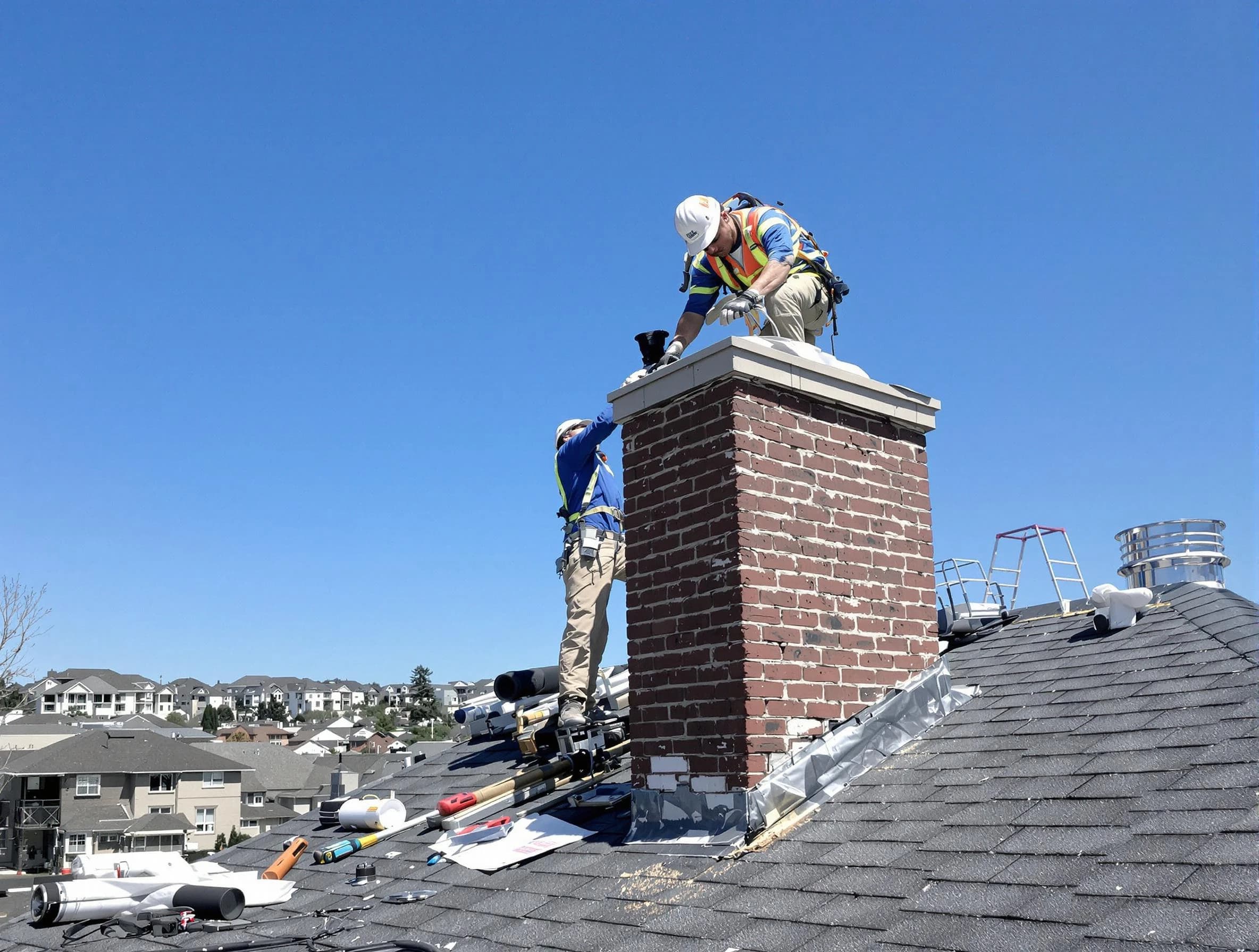 Decatur Chimney Sweep repairing a chimney crown in Decatur, GA