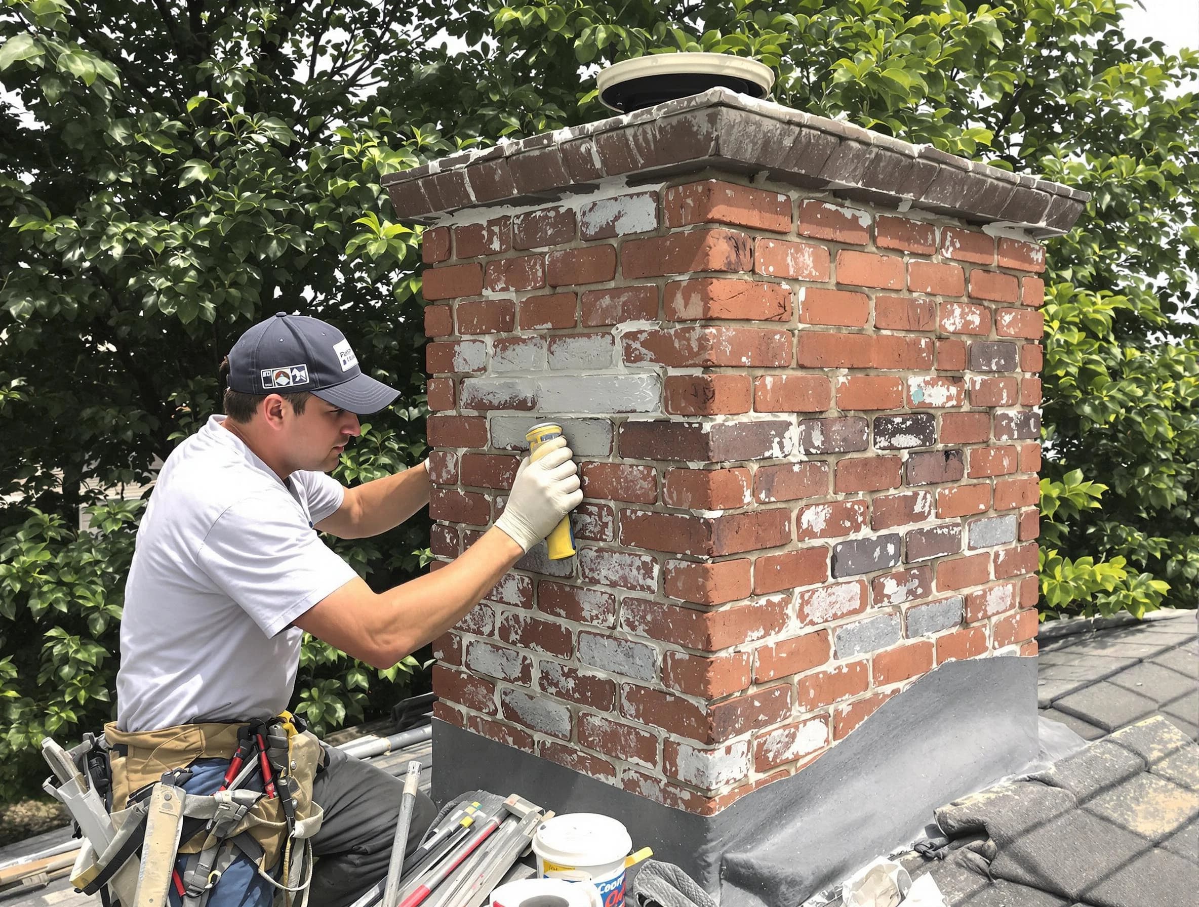 Decatur Chimney Sweep restoring an aging chimney in Decatur, GA
