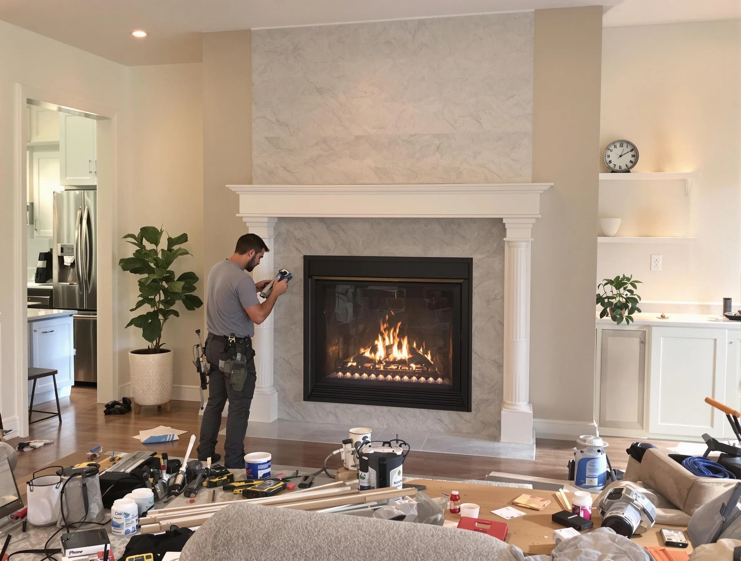 Newly installed fireplace by Decatur Chimney Sweep in Decatur, GA