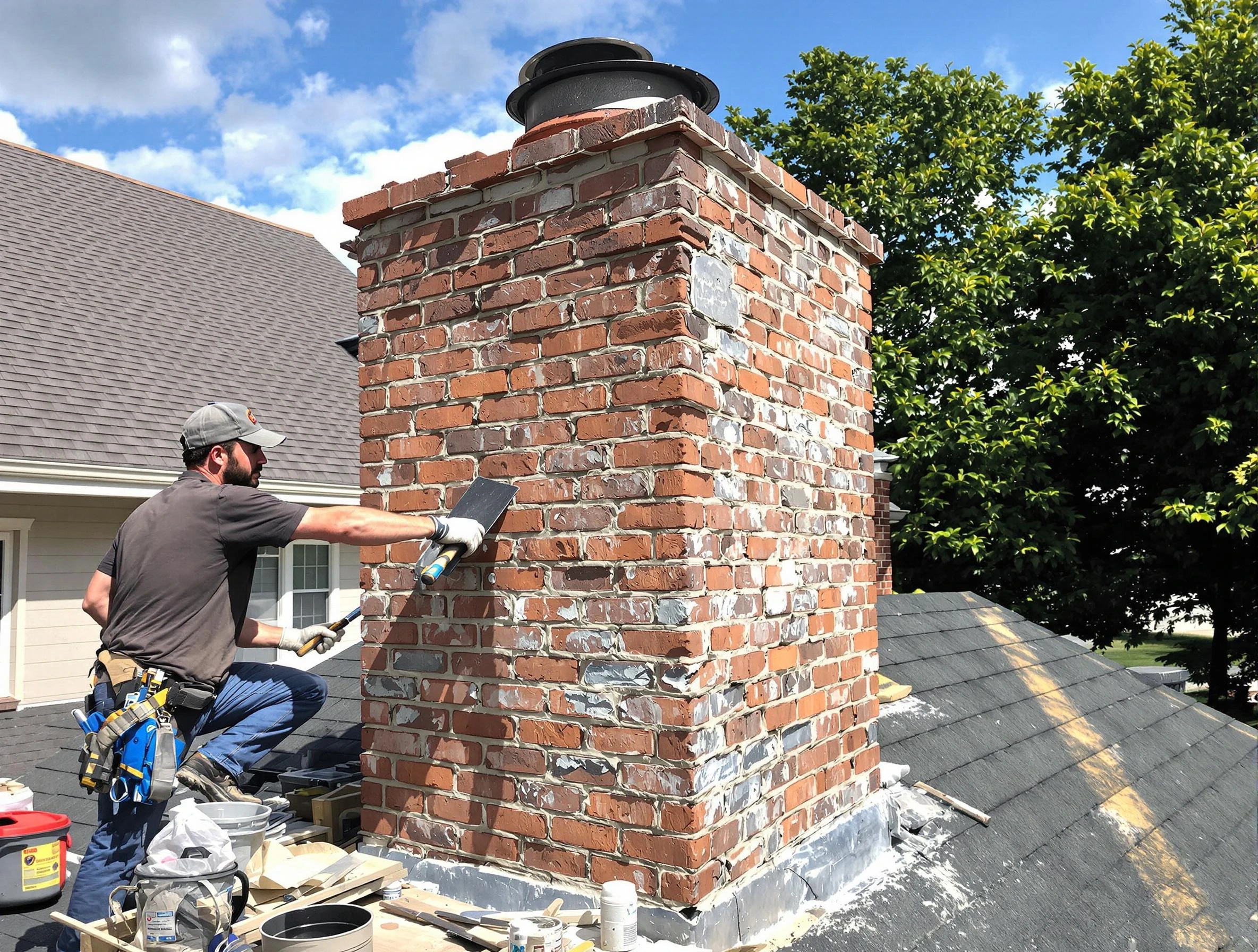 Completed chimney rebuild by Decatur Chimney Sweep in Decatur, GA