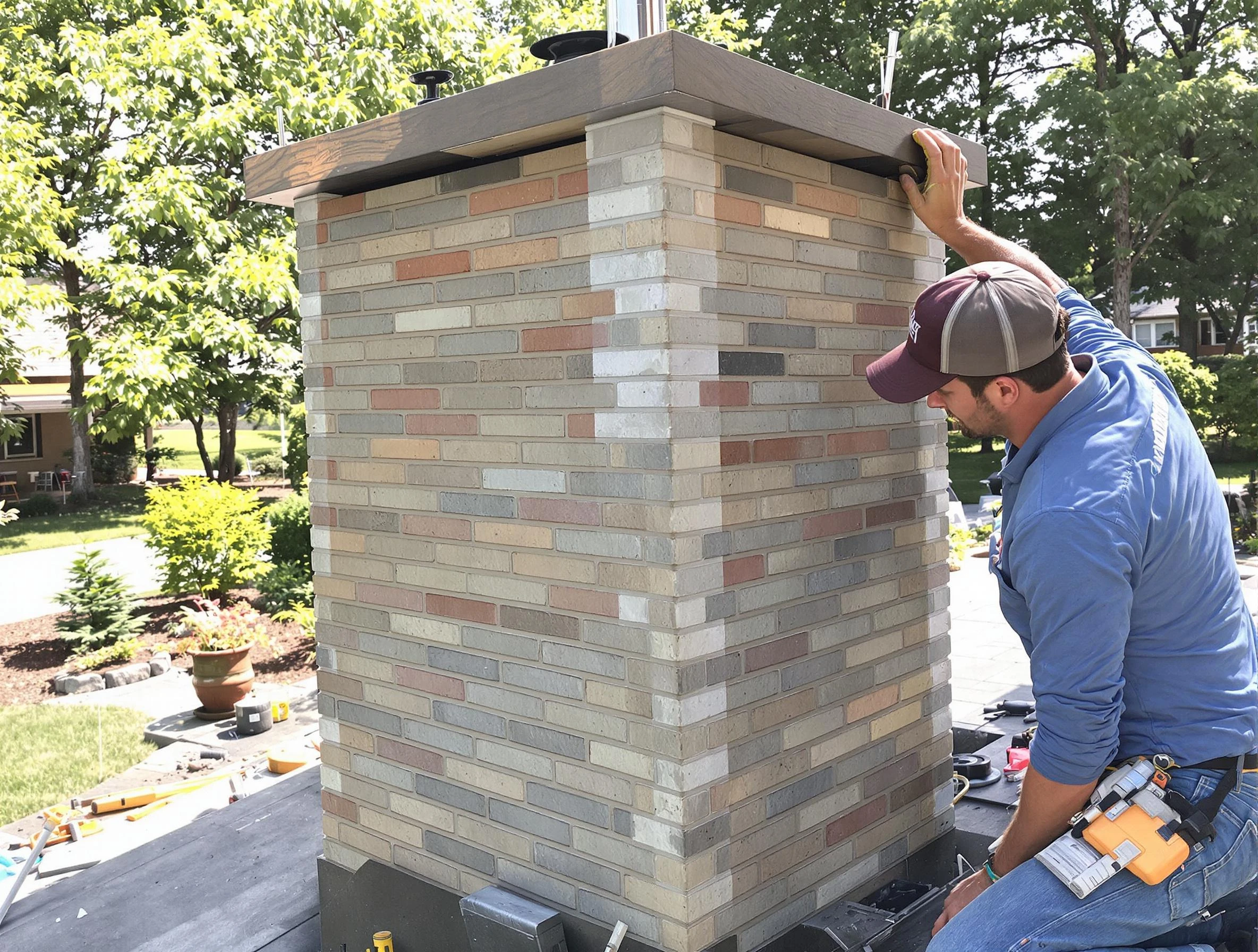 Decatur Chimney Sweep completing a modern chimney remodel in Decatur, GA