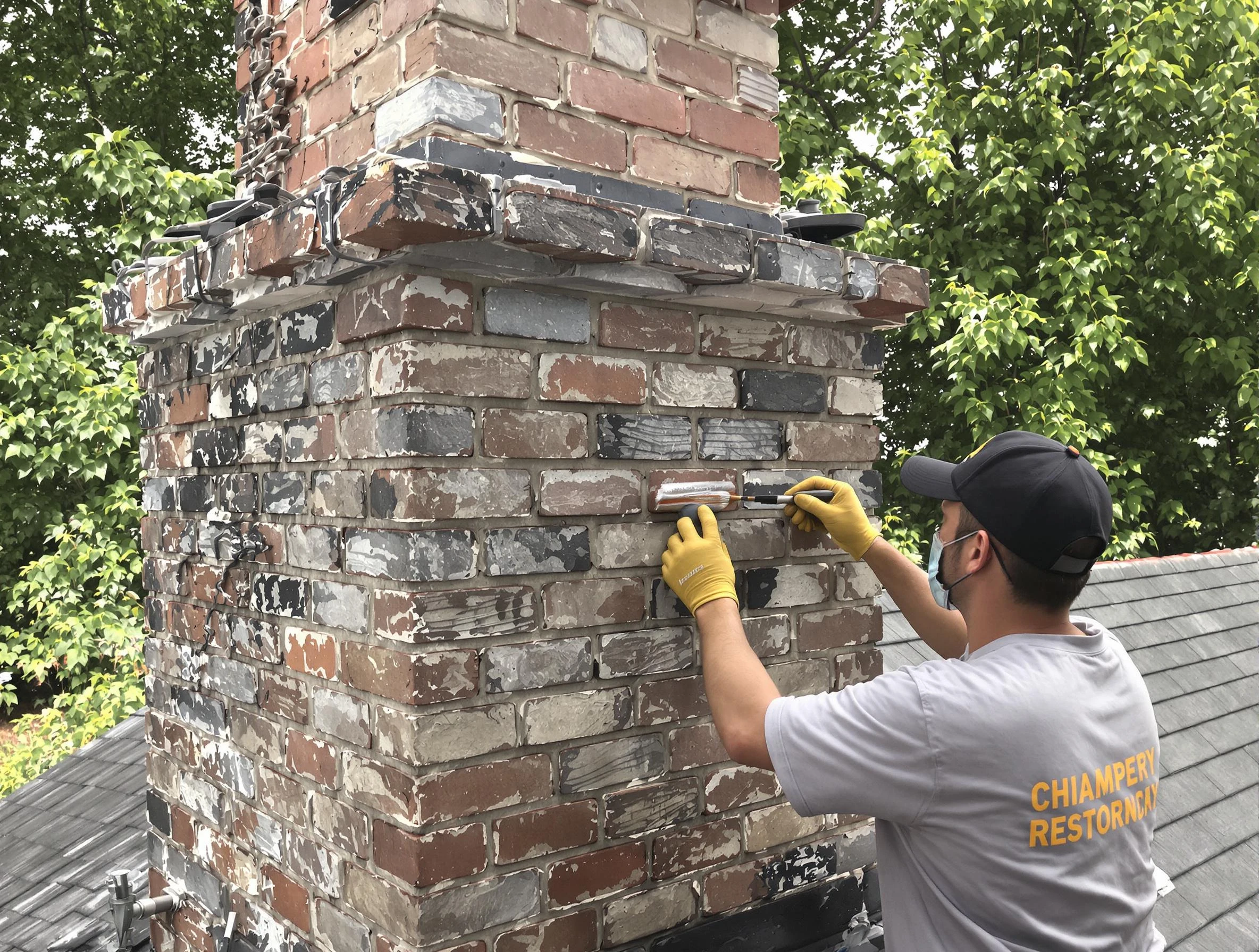 In-progress chimney restoration by Decatur Chimney Sweep in Decatur, GA