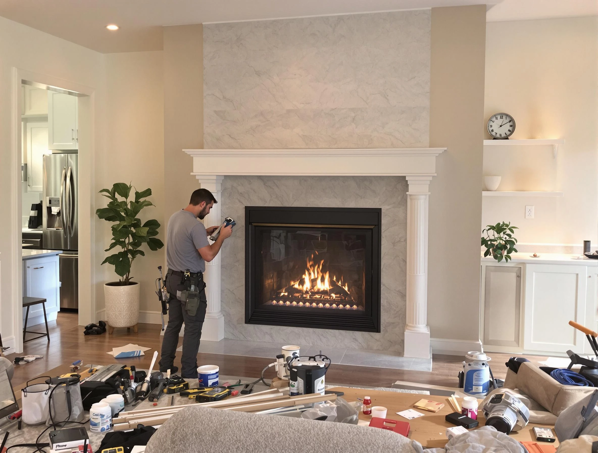 Newly installed fireplace by Decatur Chimney Sweep in Decatur, GA