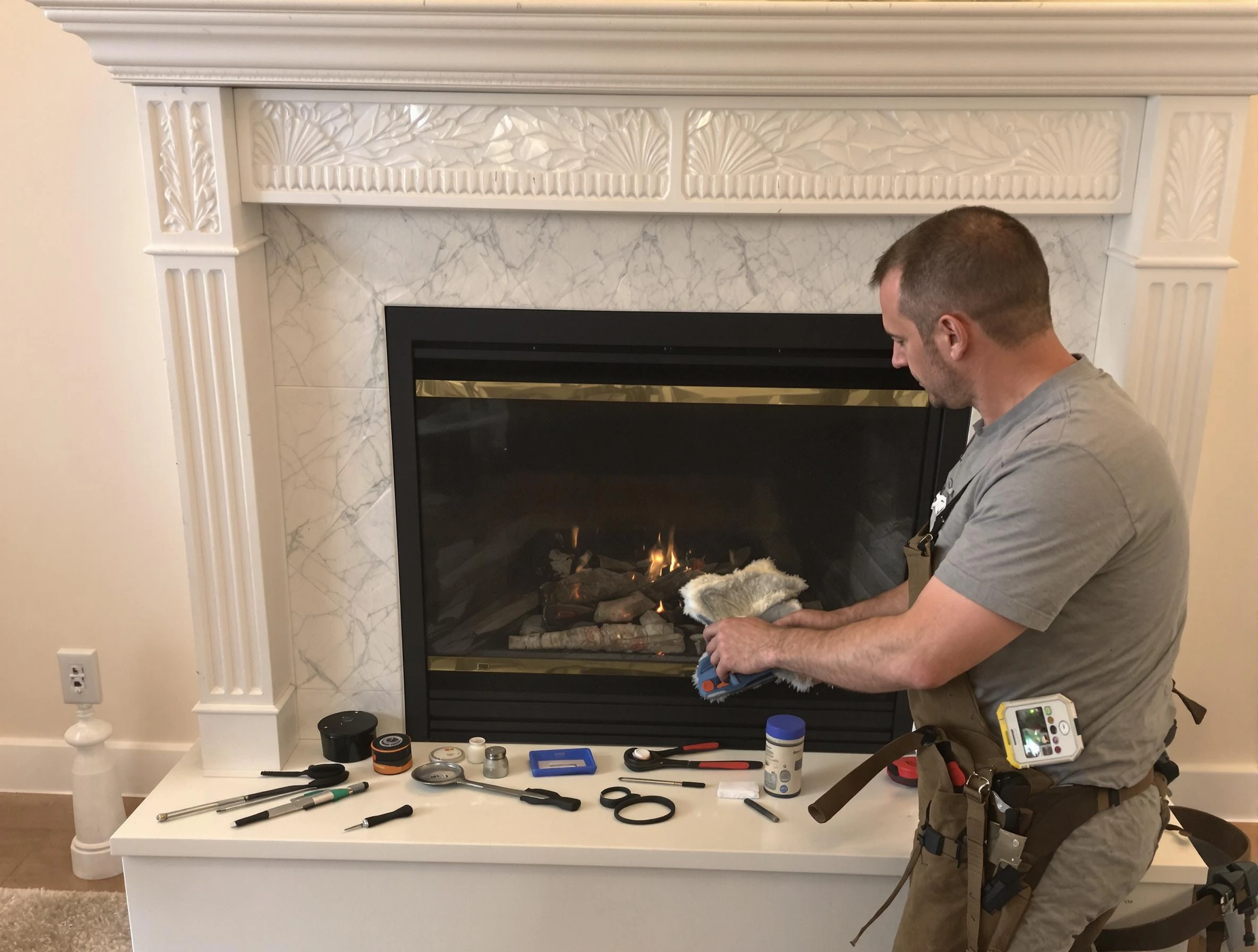 Decatur Chimney Sweep performing fireplace maintenance in Decatur, GA